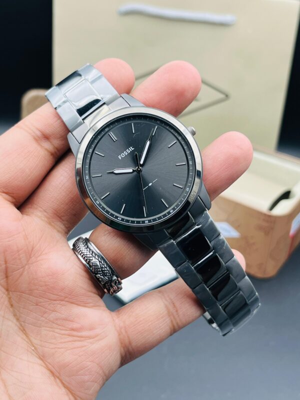 Fossil Minimalist Three-Hand Smoke Stainless Steel Watch (Model: FS5459)