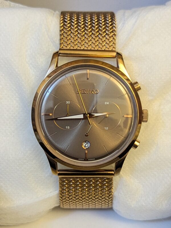 Seiko Men's Watch featuring a Rose Gold-Tone Stainless Steel Mesh Band