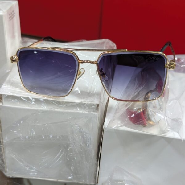 Square Metal-Frame Sunglasses Double Bridge and Gradient Lenses