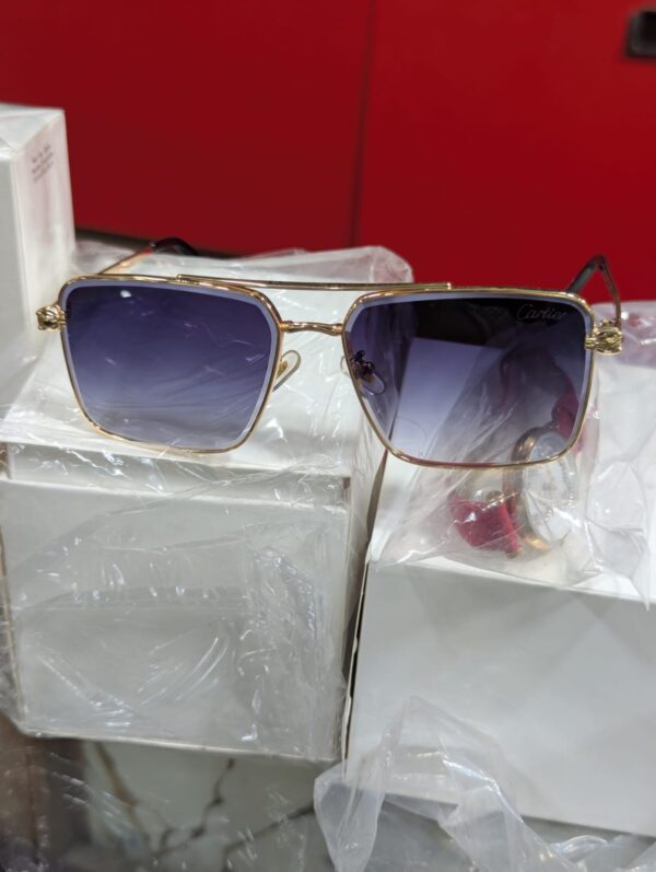 Square Metal-Frame Sunglasses Double Bridge and Gradient Lenses