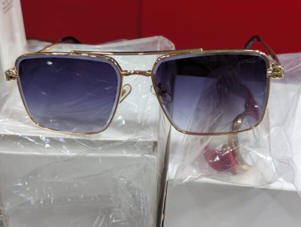 Square Metal-Frame Sunglasses Double Bridge and Gradient Lenses