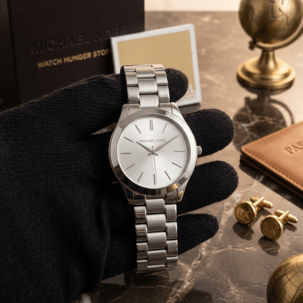 Michael Kors Slim Runway Silver-Tone Watch (Model: MK3178).