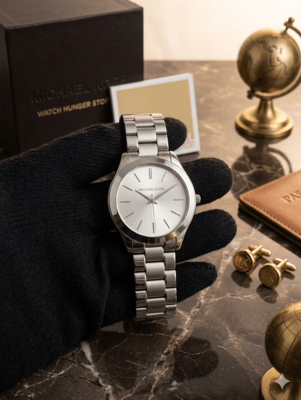 2026/05/159227.png Michael Kors Slim Runway Silver-Tone Watch (Model: MK3178).