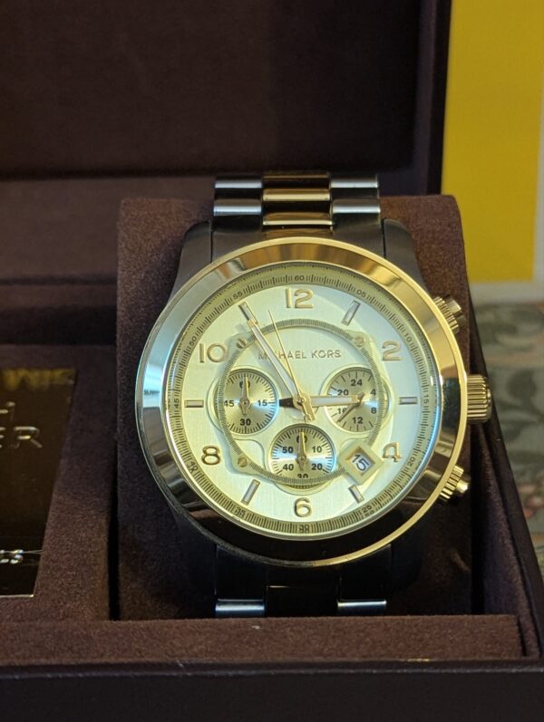 2026/05/163438-scaled.jpg Michael Kors Runway Chronograph Two-Tone Watch for Men's